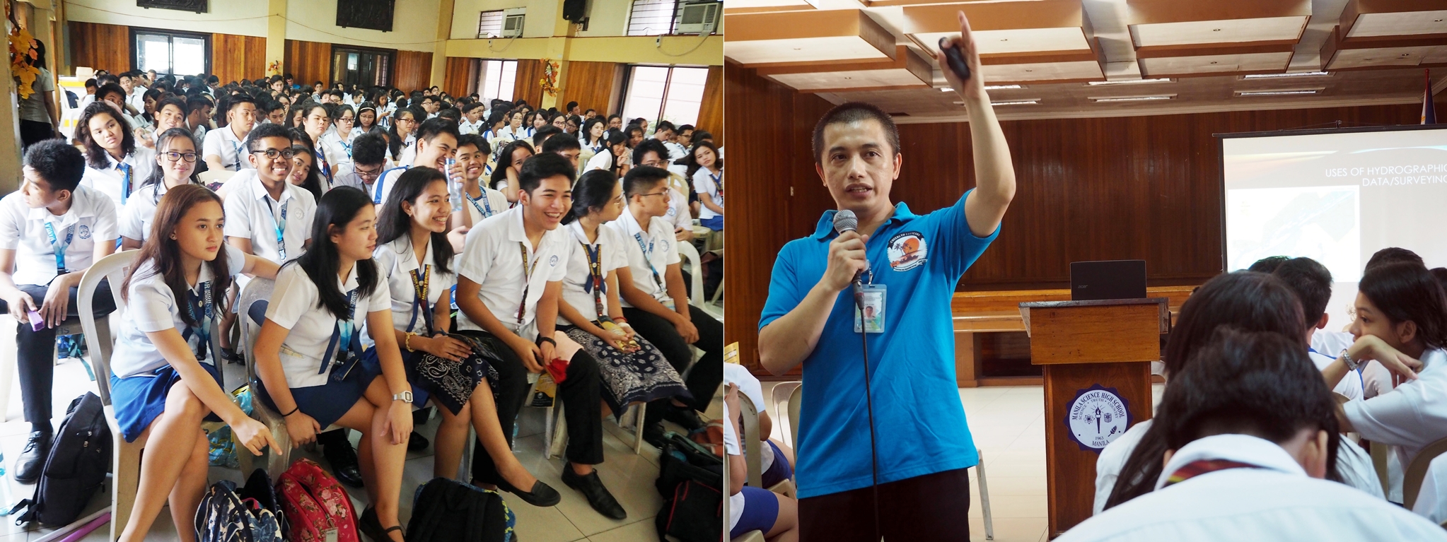 Lcdr Luma-Ang discusses importance of hydrography to Manila Science High School students